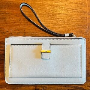KATE SPADE New York Cedar Street Karolina Leather Wristlet in Grace Blue